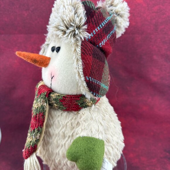CHRISTMAS STUFFED SNOWMAN, 10"  TALL, GREAT DECORATION FOR THE HOLYDAYS - Picture 3 of 8